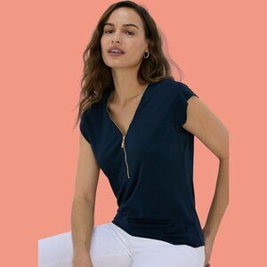 Green Envelope Los Angeles Zip-Front Blouse –Size : L - Effortless Chic! 💙